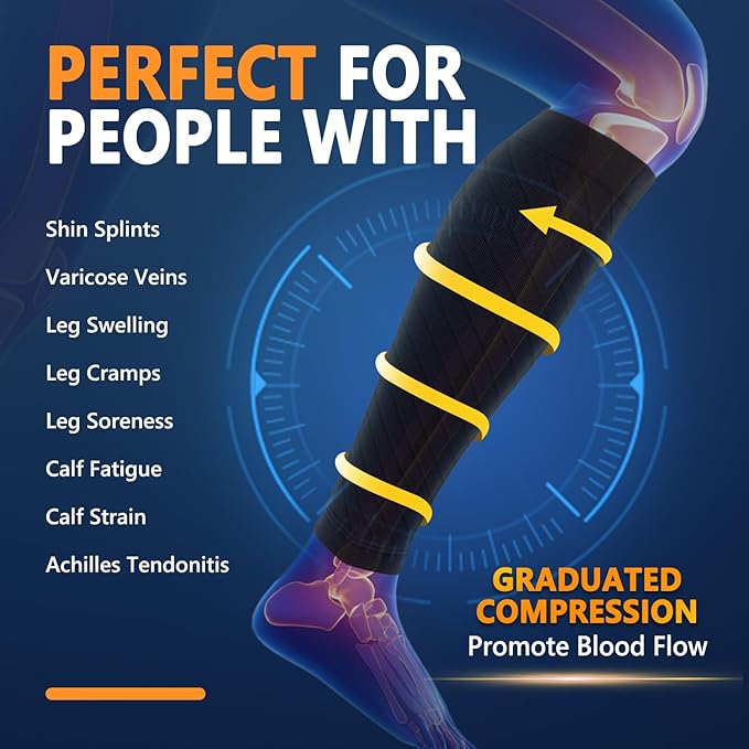 CTHH Calf Compression Sleeve for Men & Women Footless Compression Socks | 3 Pairs Graduated Compression Leg Sleeve Support for Shin Splints Pain Relief Running Flying Cycling Fitness Nurse