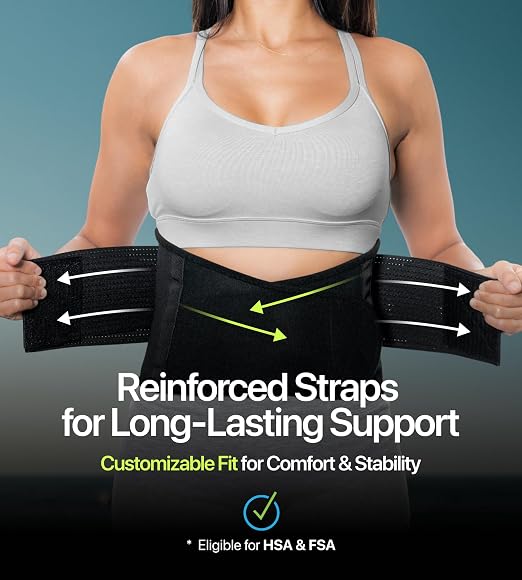 Back Brace for Lower Back Pain Relief – Adjustable Lumbar Support Belt for Women & Men, Lower Back Support for Herniated Disc, Sciatica & Heavy Lifting, Workout Back Support Brace, Size M