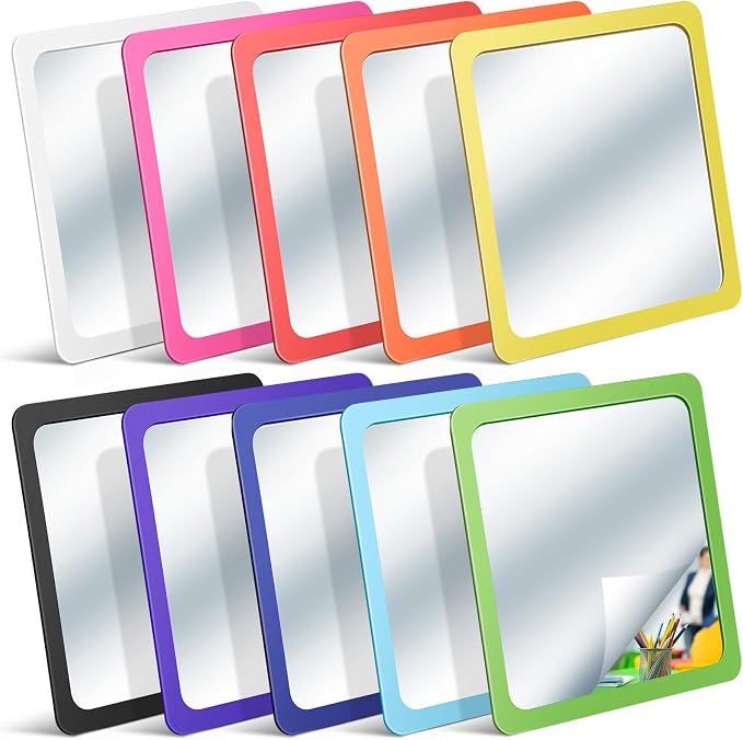 10 Pcs Small Mirrors for Craft 6 x 6 Mirror for Kid,Rainbow Colors | Shatterproof Mirrors in Bulk for Kids for Baby School Classroom Craft Chick Bird Brooders Grow out Pens