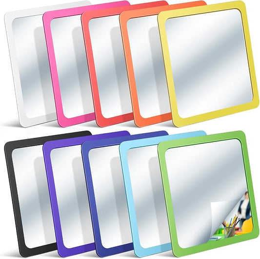 10 Pcs Small Mirrors for Craft 6 x 6 Mirror for Kid,Rainbow Colors | Shatterproof Mirrors in Bulk for Kids for Baby School Classroom Craft Chick Bird Brooders Grow out Pens