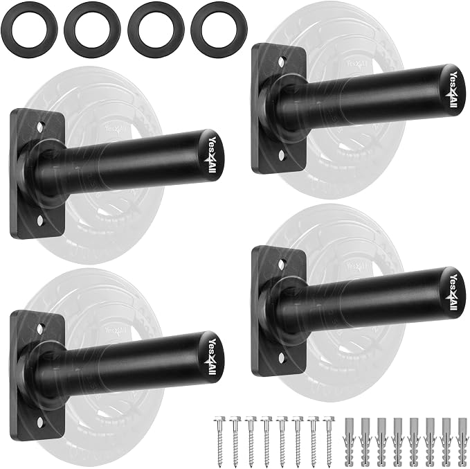 Yes4All Vertical Wall Mounted Olympic Barbell Holder, Barbell Storage Rack, Hanging Barbell Rack for Home Fitness Equipment