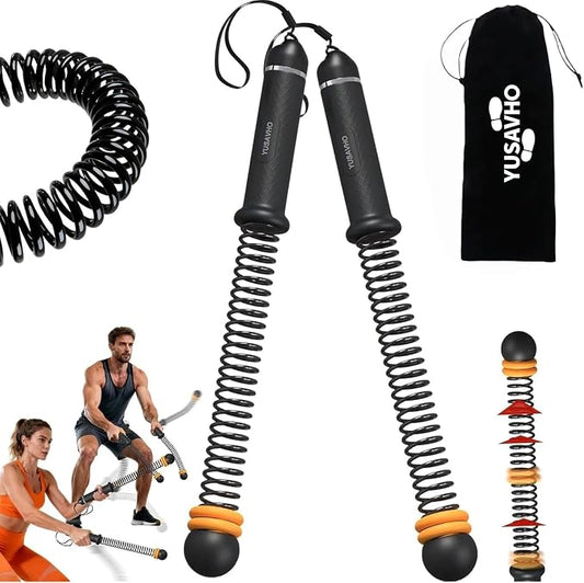 Adjustable Ropeless Battle Ropes for Home Gym for Men & Women, Quiet Air Resistance Heavy Duty Cordless Battle Rope,Exercise Ropes with Variable Resistance, Strength & Low-Impact Cardio for HIIT