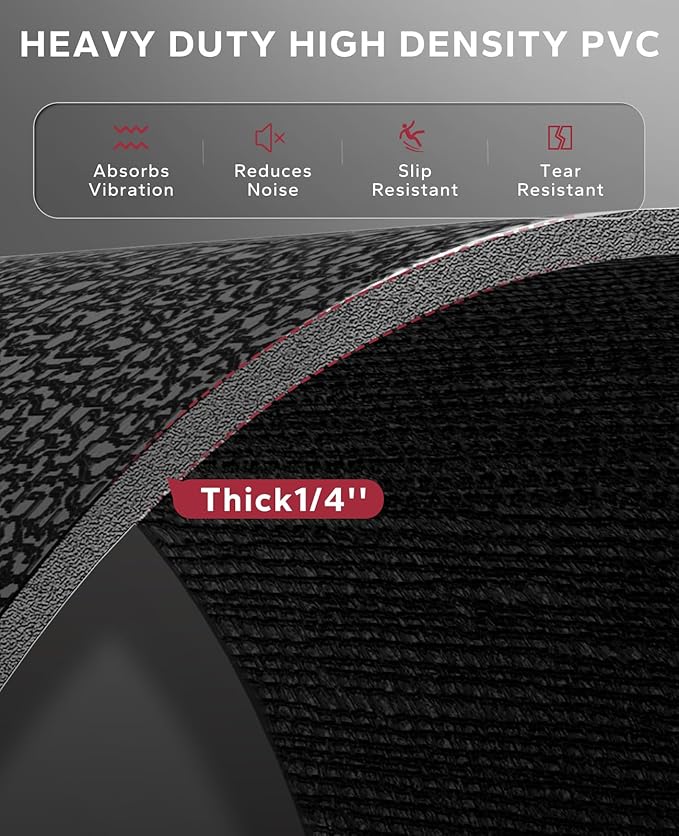 HAPBEAR Treadmill Mat, 55"x24"/68"x24"/79"x35.5" Non-Slip Foldable Exercise Equipment Mat for Walking Pad, Weight Bench, Noise Reducing Shock Absorbing Floor Protector for Home Gym, Carpet & Hardwood Floors