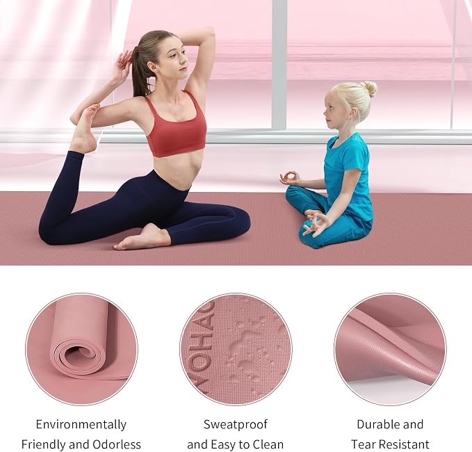 Extra Wide & Thick 8mm Yoga Mat, 72"x31.5" | Large Non Slip Exercise Mat, Premium POE Material, Superior Cushioning & Stability, With Strap for Home Gym, Pilates