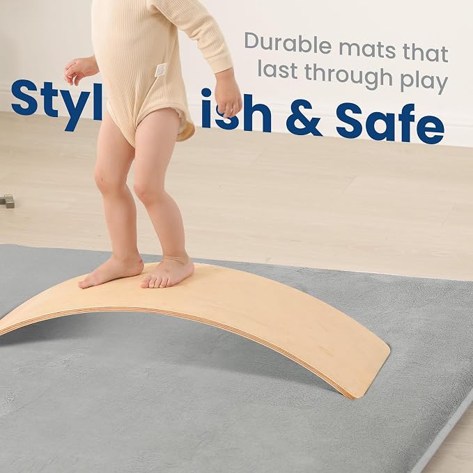 Baby Play Mat for Floor,1.3" Thick Foam 59"×59" Playpen Mat for Tummy Time,Non-Toxic Certified Water Repellent Soft Coral Velvet for Toddler,Infant,Kids,Non-Slip Backing Safe for Crawling(Light Grey)