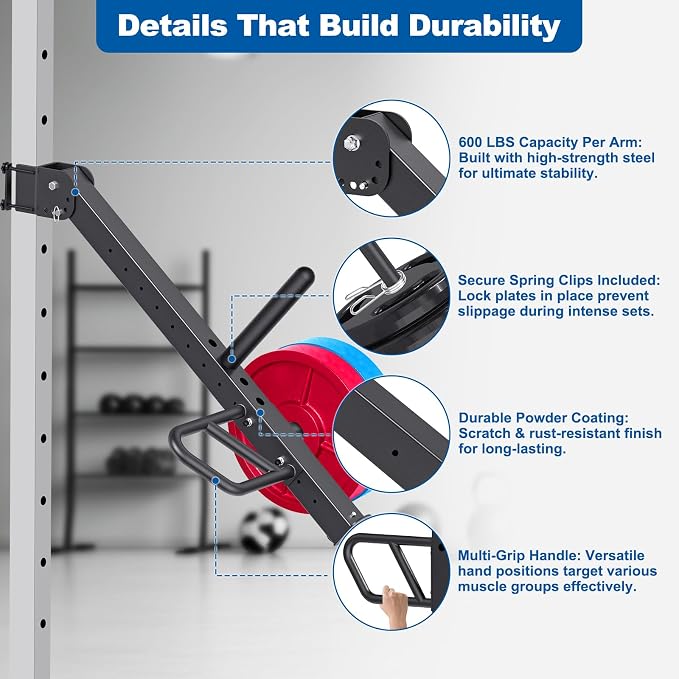 SELEWARE Squat Rack Attachment for Power Cage with 5/8" or 1" Holes | Y-Shaped Dip Bar Attachment, Nordic Hamstring Curl Attachment & Lever Arms for 2x2 or 3x3 Power Rack, Home Gym Accessories