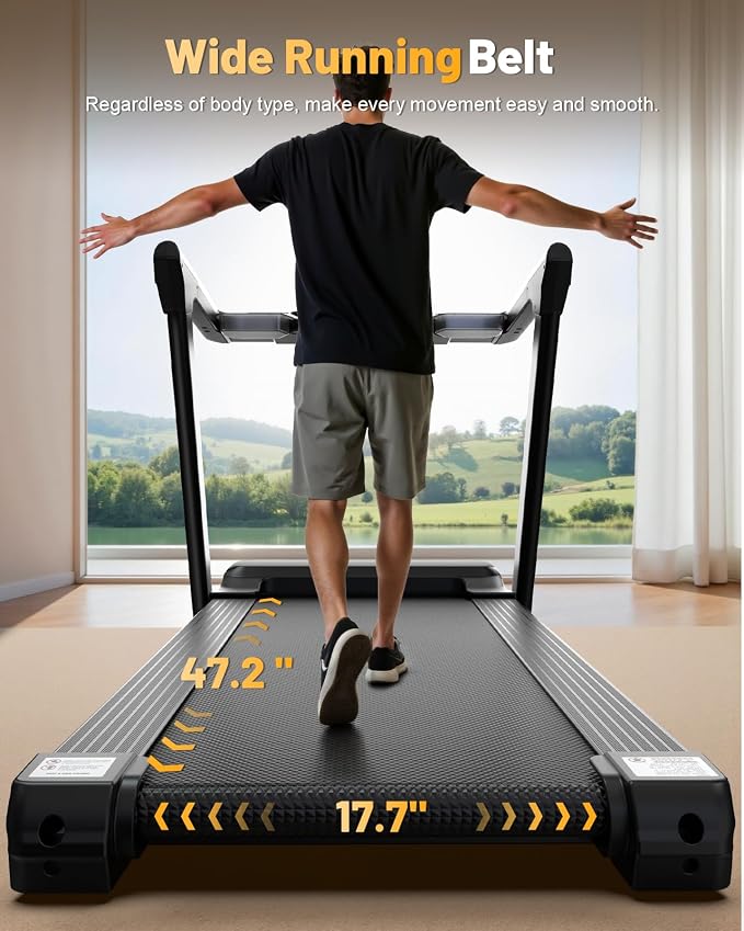 TREAFLOW Folding Treadmill with 25% Auto Incline, 3.5HP | Brushless Motor, 10 MPH Performance, Joint-Friendly Cushioning, Easy Handrail Controls, Space-Saving Folding Design