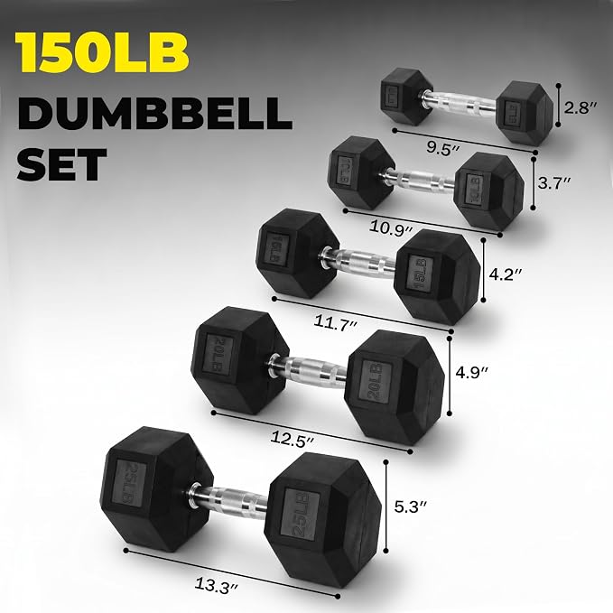 Hulkfit 60-550 lb Dumbbell Set, Rubber Coated Hex Dumbbells, Weights Dumbbells Set for Home Gym Training, Hand Weights for Women & Men