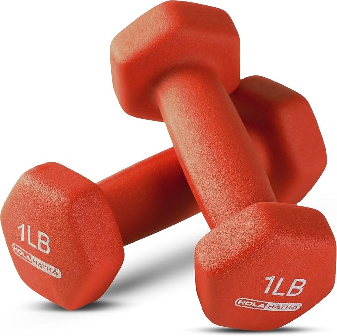 HolaHatha 1, 2 and 3 lb Neoprene Dumbbell Strength Training Weight Set with Rack