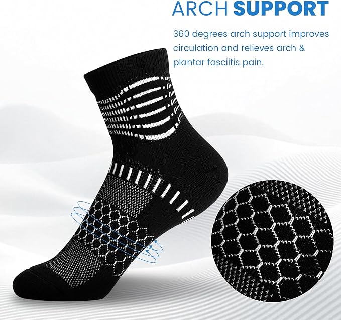 IRAMY Ankle Compression Socks for Women Men Plantar Fasciitis Relief 3/5 Pairs Cushioned Athletic Running Socks