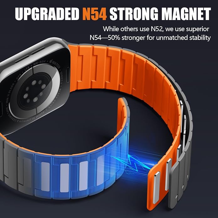 SNBLK Magnetic Watchband Compatible with Apple Watch for Men 44mm 45mm 46mm 49mm 42mm 41mm 40mm 38mm Women, Silicone Sport Strong Magnet Strap for iWatch Series 11 Ultra 3 Ultra 2 Se 10 9 8 7 6 5 4 1