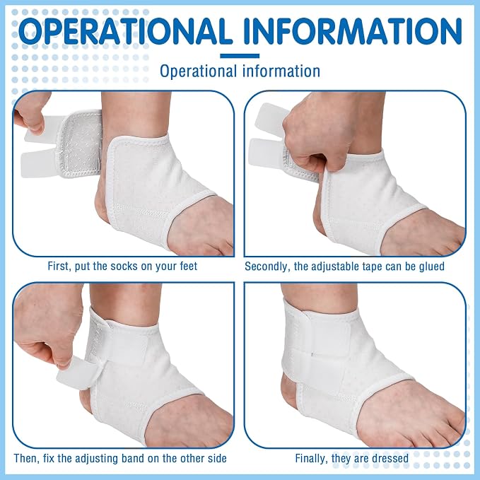 Tarpop 2 Pairs Kids Ankle Brace Set Foot Support Stabilizer Wraps Protector Guard Knitted Ankle Sleeve Sock Support Compression Socks for Injury Prevention(White,Medium)