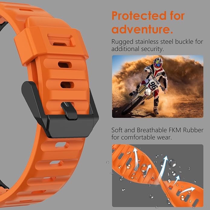 WINGLE FKM Rubber Bands for Apple Watch Band Ultra 3/2/1 Band Ultra 49mm Series 11 10 46mm 45mm 44mm 42mm SE 3/2/1 9 8 7 6 5 4 3 Men, Military Rugged Metal Connector Silicone Apple iWatch Sport Bands