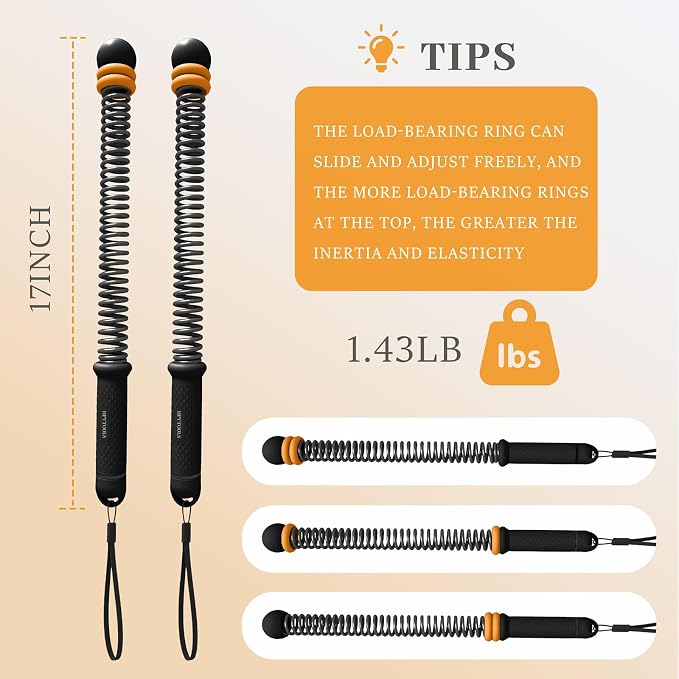 Ropeless Battle Ropes for Exercise Workout Rope, Portable Workout for Home Gym, Exercise Battle Ropes for HIIT Workouts, Low-Impact Cardio Training (Black with Ring)
