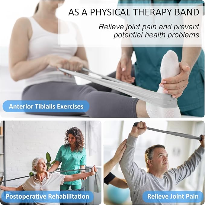 Resistance Bands Set for Physical Therapy, Rehab, Yoga and Pilates | Latex-Free elastic exercise bands suitable for rehab, yoga, Pilates, gym workouts, stretching, and home exercise
