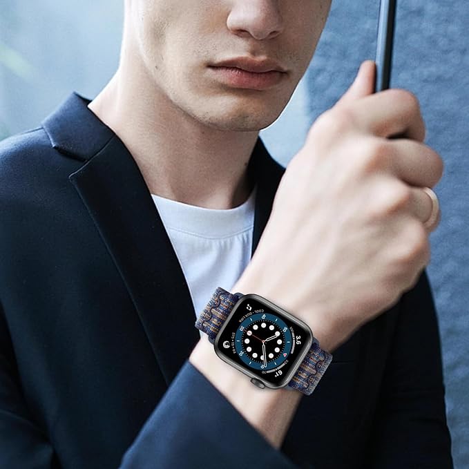 Sport Loop Band Nylon Women Men Stretchy Elastic Braided Wristband | Nylon Sport Loop Wristband Compatible with Apple Watch Ultra 2 38/40/41/42/44/45/46/49mm For iWatch Series 1-11 SE