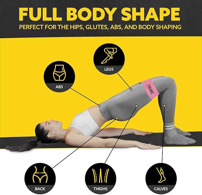 Fabric Resistance Bands for Working Out, 5-Band Set for Legs and Glutes | Booty bands for women and men, 5 resistance levels, for glute activation, hip training, squats, lunges and physical therapy