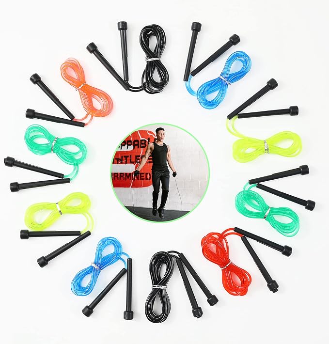 Pack PVC Jump Rope for Cardio Fitness - Versatile Adjustable Skipping Rope for Women Men Kids, Speed Jump Rope for Exercise,9 Feet