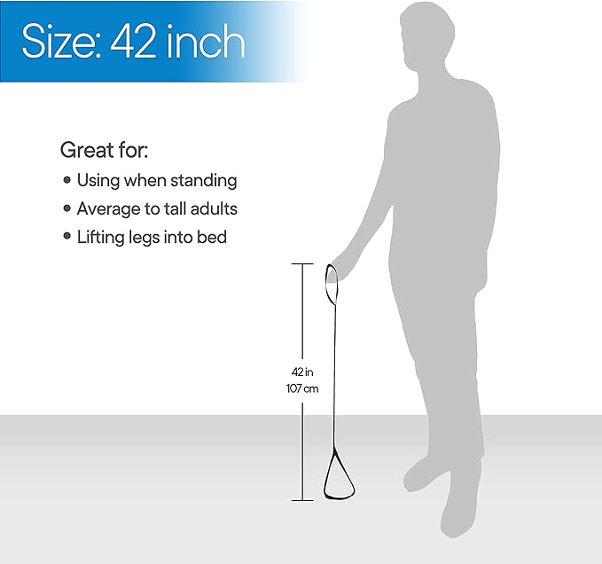 RMS Premium Leg Lifter with Hand Strap and Foot Loop, 42 Inch | Leg Lifter Strap, Helps lift a weak leg into bed, a wheelchair, chair or car without reaching down or using your hands
