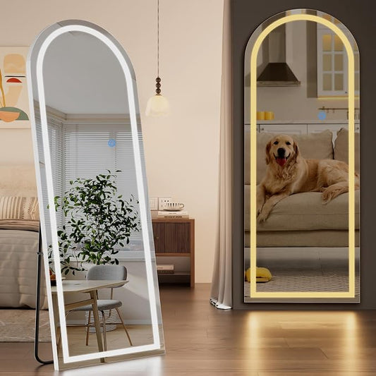 Koonmi Full Length Mirror with LED Lights 65"x26" with Dimming & 3 Color Lighting