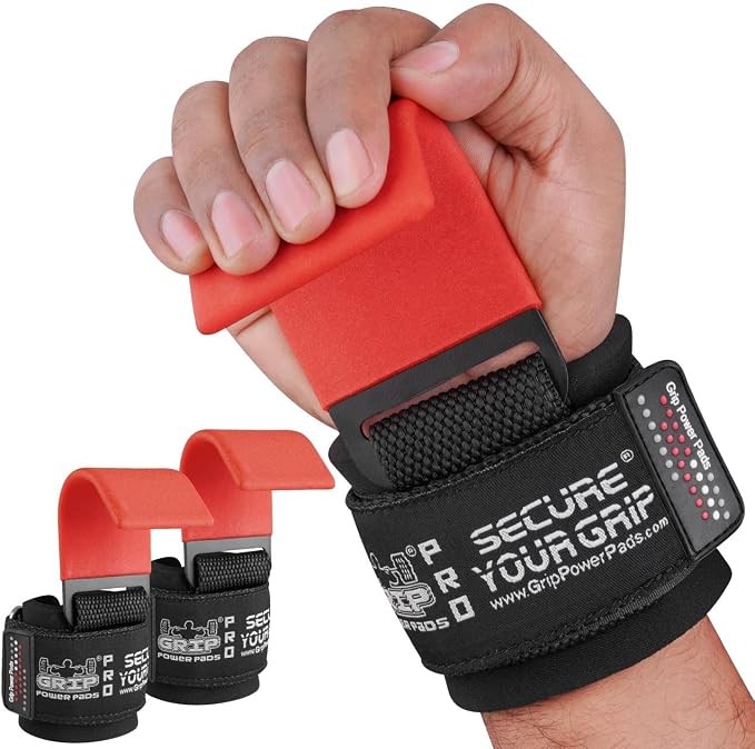 Weight Lifting Rod Hooks Heavy Duty Wrist Wraps Power Weight Lifting Training Gym Grips Straps Set of 2