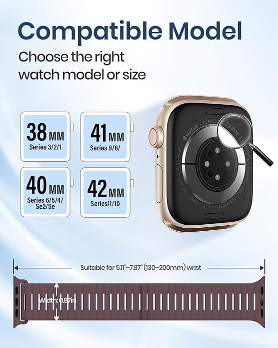Magnetic Sport Bands Compatible with Apple Watch Bands for Men Women | Silicone Wristband 49mm 46mm 45mm 40mm 44mm 38mm 41mm 42mm, Replacement for iWatch Ultra Series 11 10 9 8 7 6 5 4 3 2 1 SE