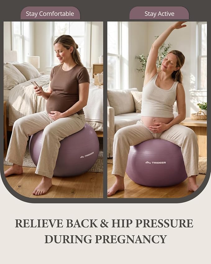 Trideer Exercise Ball, Stability Yoga Ball for Physical Therapy, Active Sitting, Pregnancy & Birth Labor Prep, Core Strength, Balance Training, Posture Improvement and Daily Stretching, 55/65/75cm