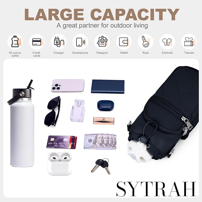 Water Bottle Carrier Bag with Strap, Insulated Corssbody Purse