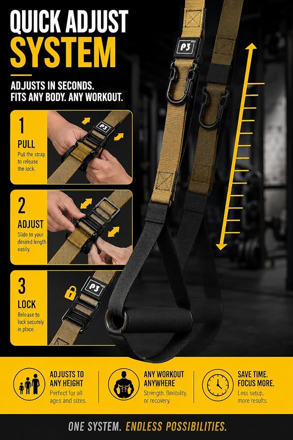 Home Resistance Training Kit with Handles & Door Anchor, Suspension Trainer System for Full Body Workout, Adjustable Bodyweight Resistance Bands for Home Gym, Strength Training & Core Fitness
