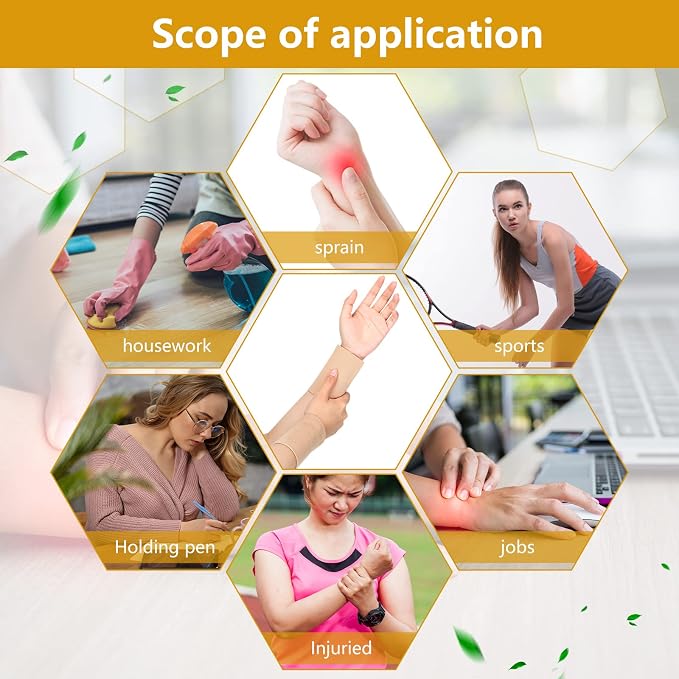 SATINIOR 2 Pairs Compression Wrist Sleeve Compression Wrist Brace Wrist Supports Wrist Wraps Elastic Wristbands for Men and Women Tennis, Tendonitis, Carpal Tunnel (Beige, X-Large)