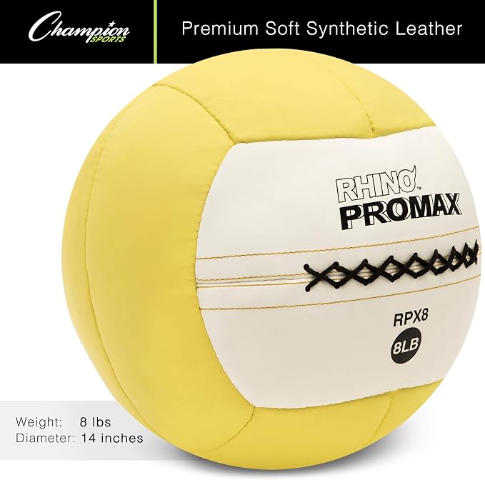 Champion Sports Rhino Promax Wall Balls - Soft Shell Non-Slip Grip for Weightlifting, Plyometrics, Cross Training, & Home Gym