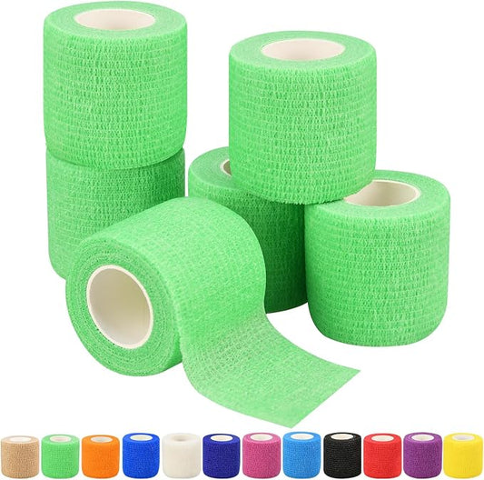 6pcs 2in Self Adhesive Bandage Wraps, 12 Colors, 5 Yard Wraps for Sports