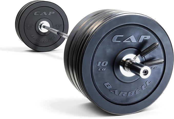CAP Barbell Olympic Weight Set with 7ft Barbell & Bumper Plates | 160-370 lbs | Multiple Options