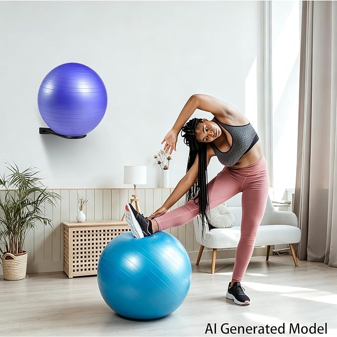 Medicine Ball Rack - Wall Mount Stability Ball Storage Rack(1 Black)