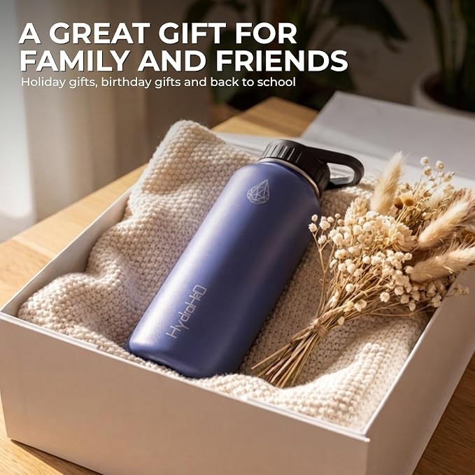 37 oz Insulated Water Bottles with Twist Cap, Keep Cold 24H, Leak-Proof, BPA-Free, Double Wall Stainless Steel Water Flask for Sports, Gym, Travel, and School (Purple)