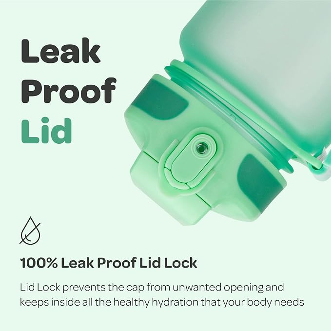 Hydracy Motivational Water Bottle with Time Marker and Straw Lid 32 oz | Leakproof,BPA Free,No Sweat Neoprene Sleeve,Carry Strap,Daily Intake Tracking for Fitness & Outdoors