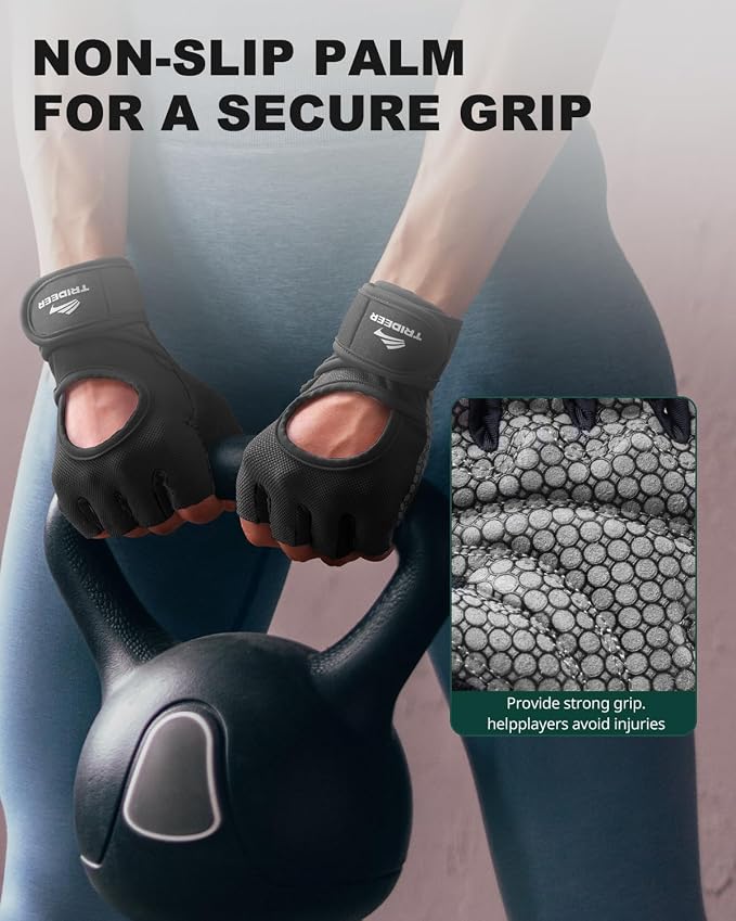 Trideer Weight Lifting Gloves for Women & Men, Wrist Support & Padded Palm | Gym Gloves with Silicone Grip, Breathable Workout Gloves for Strength Training, Pull Ups, Cross Training & Fitness