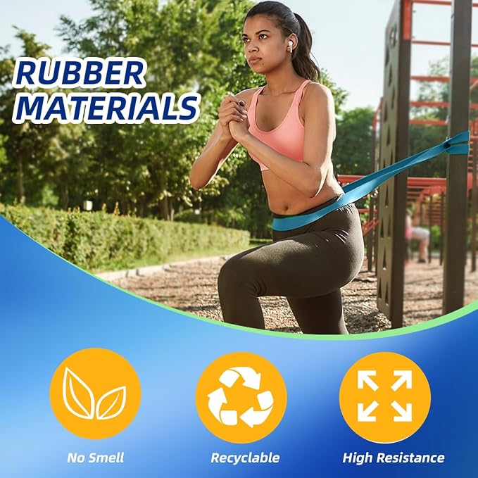 WHATAFIT Resistance Bands, Pull Up Assist Bands with Handles, Door Anchor | Natural Latex Rubber, Progressive Tension, Exercise Loop for Full-Body Fitness, Portable Gym Bag, Warm-Up & Stretch