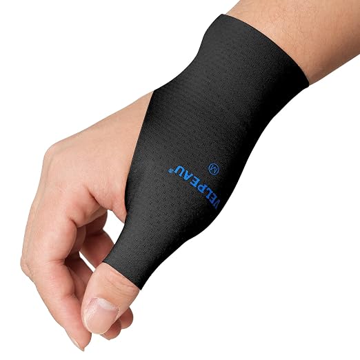 VELPEAU Thumb and Wrist Compression Sleeve for Tendonitis (Pack of 2), Seamless Technology, Gloves Wraps for Arthritis Pain Relief for Women & Men, Splint Liner, Fits Both Hands (Black, Long Version, M)