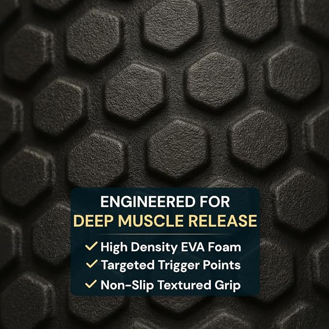 Foam Roller for Muscle Massage, Stiff Back Pain Relief, Physical Therapy, Deep Tissue, Exercise Equipment for Home Gym, Stress, Yoga, Pilates for the Fit Citizen (Black, Small 12 x 6 Inches)