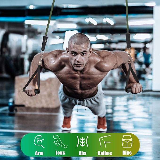 WIKDAY Exercise Resistance Bands with Handles for Working Out Workout Bands Set with Door Anchor for Physical Therapy, Yoga, Pilates