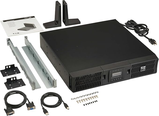 Eaton Tripp Lite Series SmartOnline 1000VA UPS, Pure Sine Wave Double-Conversion, 900W, 2U Rack Mount UPS, Extended Run, Network Card Option, LCD, 2 Year Warranty & $250,000 Insurance (SU1000RTXLCD2U)