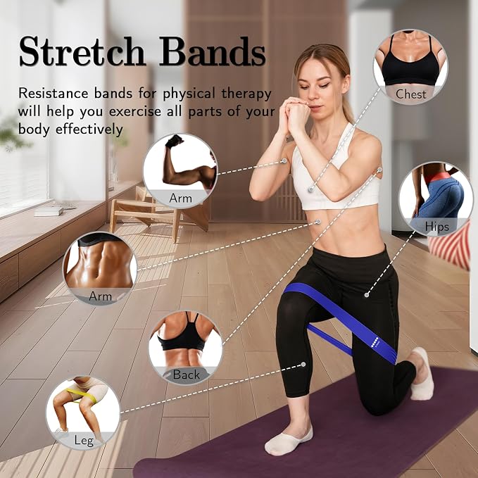 Resistance Bands for Working Out, Exercise Bands Resistance Bands Set with 5 Resistance Levels, Multi-Colored Workout Bands for Indoor & Outdoor Fitness, Leg Strength Training, Yoga