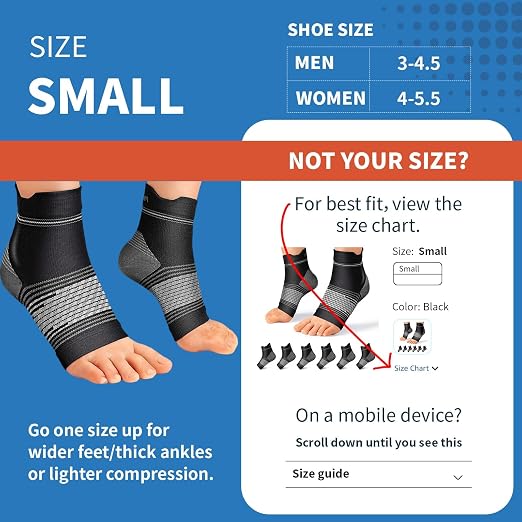 PAPLUS 6 Pairs Plantar Fasciitis Socks, Compression Socks with Arch Support | Foot Compression Sleeve for Women & Men, Ankle Brace for Achilles Tendonitis, Heel Pain, Plantar Fasciitis Relief, Black S