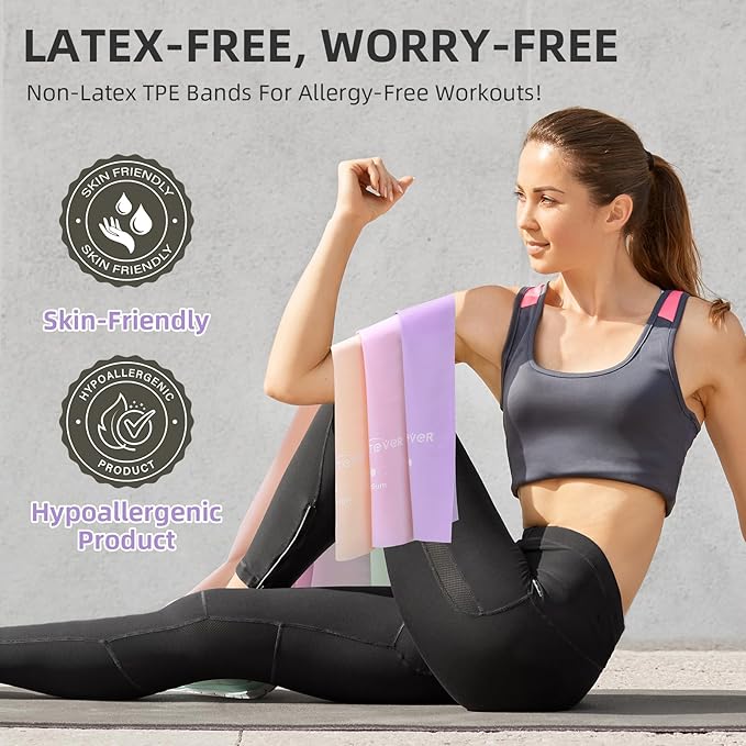 Stretch Bands for Exercise, Resistance Bands for Working Out, Exercise Bands for Physical Therapy, Pilates, Rehab, Stretch, Strength Training and Yoga Starter Set