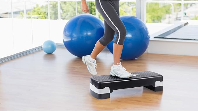 HolaHatha Compact Portable Aerobic Step Platform Exercise Fitness Equipment, Cardio Stepper with Adjustable Height for Home Gym