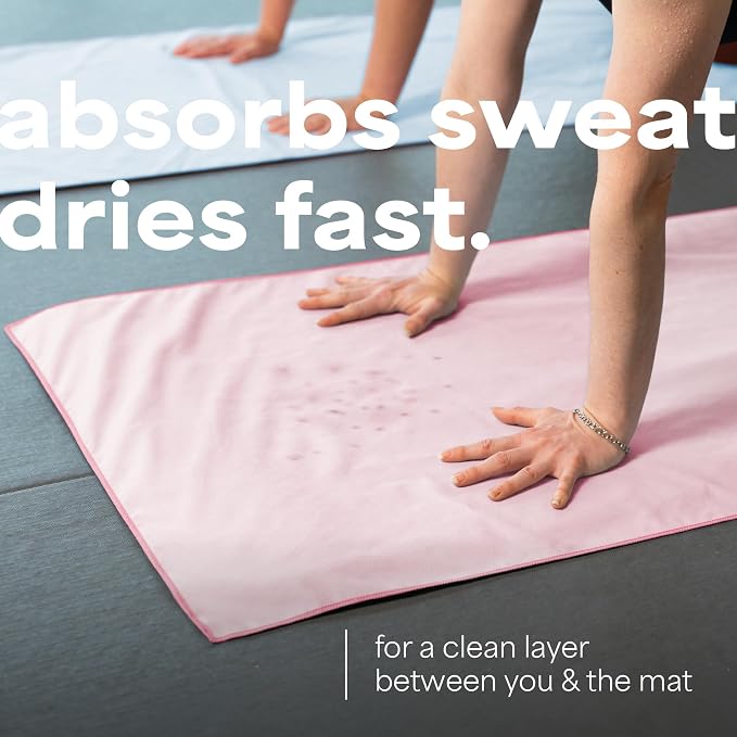 S&T INC. Aura Microfiber Yoga Mat Towel, 26.5" x 72", Pink | Soft and Absorbent, Quick-Dry for Gym, Pilates, and Hot Yoga, Compact for Gym Bag, Machine Washable