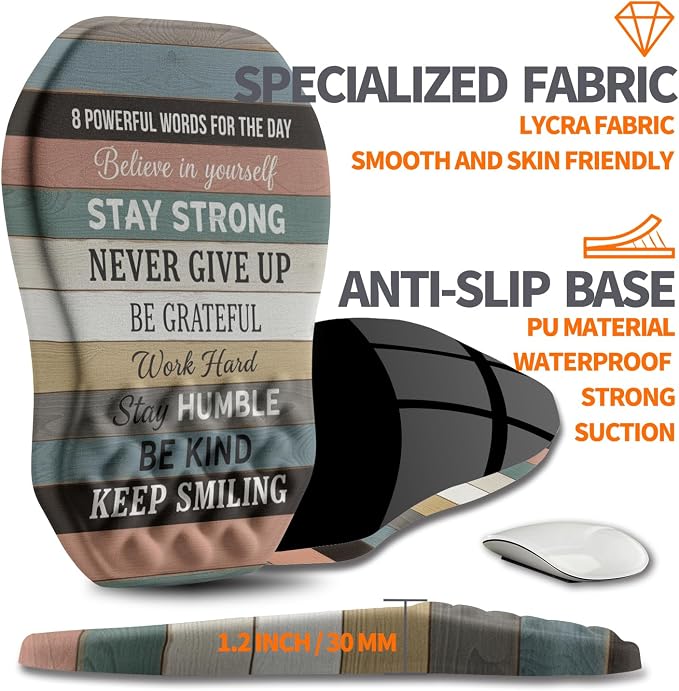 Ergonomic Slope Mouse Pad Wrist Support, Wrist Rest Mousepad for Carpal Tunnel Pain Relief with Massage Bulge and Slow Rebound Memory Foam (12x8 inch, Inspirational Quote)