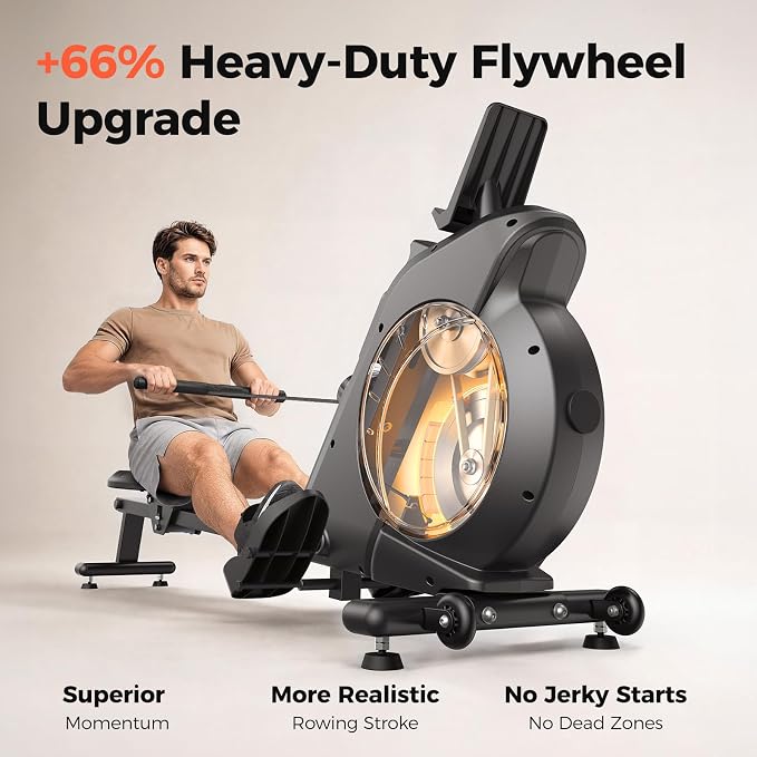 YOSUDA Rowing Machine for Home, Magnetic Rower Machine for Beginners to Athletes, Use with Resistance Adjustment Function, Bluetooth, App Supported, LCD Monitor, and Comfortable Seat Cushion