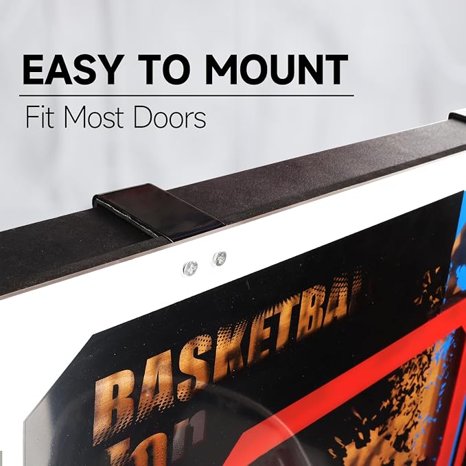 GSE Over-The-Door Basketball Hoop with Basketball & Pump, for Home & Office | Wall-Mounted Basketball Hoop Complete Accessories, Clear Impact-Resistant PC Backboard, PVC Basketball, Several Style Choice